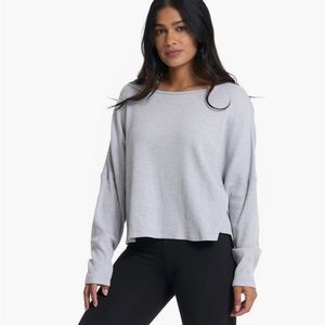 Vuori Light Gray Slouchy Waffle Crew